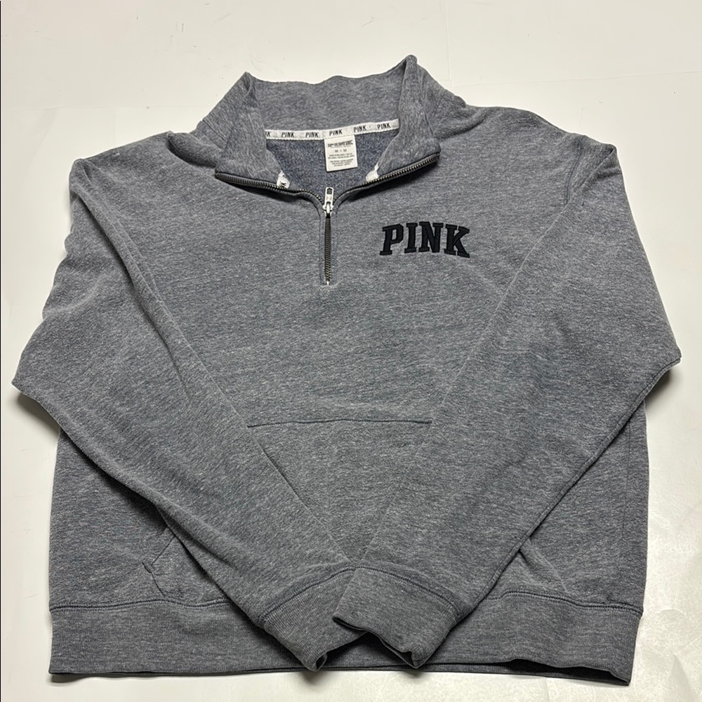 Victoria’s Secret PINK 3/4 zip grey pullover size Medium
